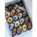 20pcs CUPID'S ARROW x LOVE Blue & Gold Design Chocolate Strawberries Gift Box (Custom Wording)